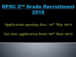 RPSC 2nd Grade Teacher Recruitment 2018