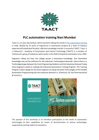 PLC automation training Navi Mumbai