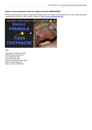 Relieve severe toothache with this magical formula GUARANTEED!