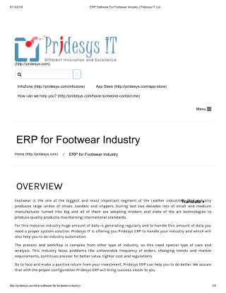 ERP Software For Footwear Industry | Pridesys IT Ltd