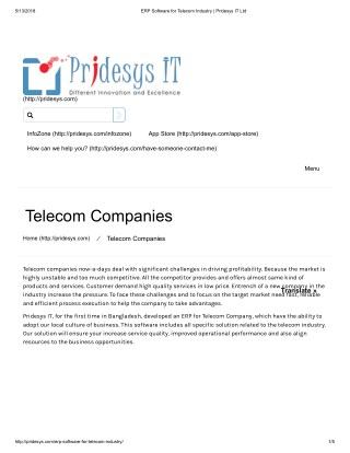 ERP Software for Telecom Industry | Pridesys IT Ltd