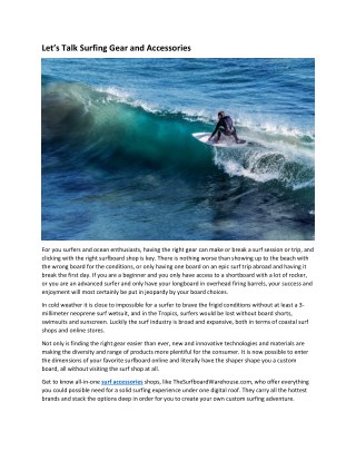 Letâ€™s Talk Surfing Gear and Accessories