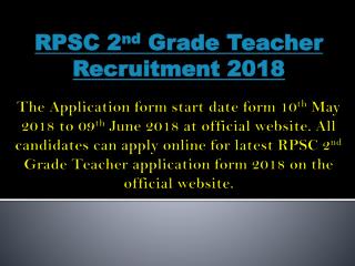 RPSC 2nd Grade Teacher Job 2018