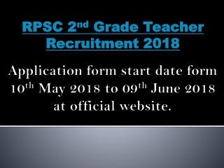 RPSC 2nd Grade Teacher Recruitment 2018