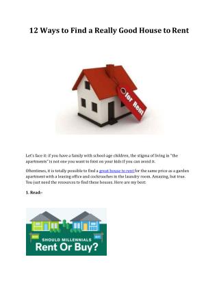 12 Ways to Find a Really Good House to Rent