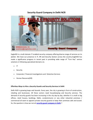 SECURITY SERVICES IN DELHI NCR