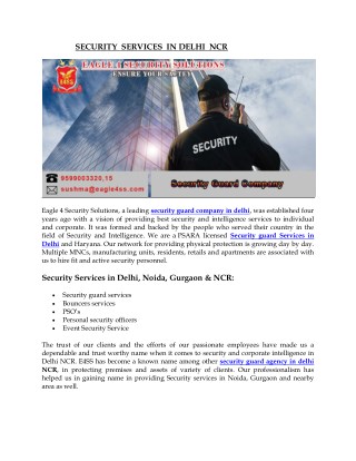 SECURITY SERVICES IN DELHI NCR