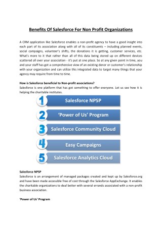 Benefits Of Salesforce For Non Profit Organizations