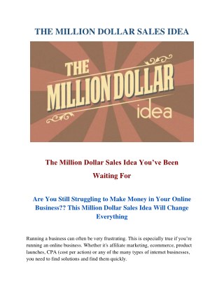 THE MILLION DOLLAR SALES IDEA