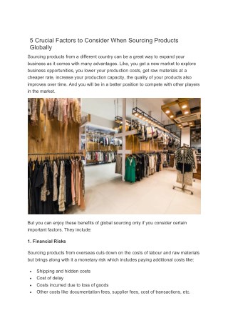 5 Crucial Factors to Consider When Sourcing Products Globally