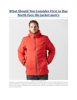 North Face Ski Jacket MensÂ 