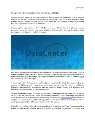 Turkeyâ€™s Role in the Growing Data Center Market in the Middle East | Rahi Systems