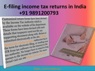 E-filing income tax returns in India 09891200793