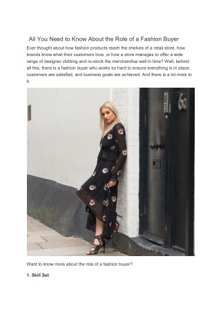 All You Need to Know About the Role of a Fashion Buyer