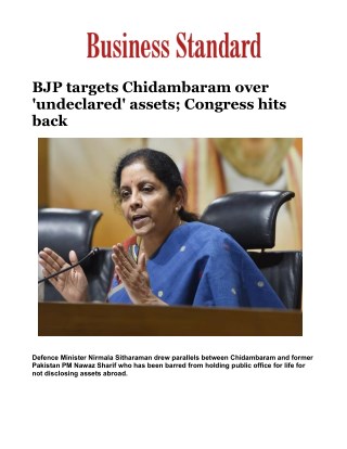 BJP targets Chidambaram over 'undeclared' assets; Congress hits backÂ 