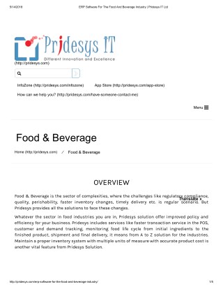 ERP Software For The Food And Beverage Industry | Pridesys IT Ltd