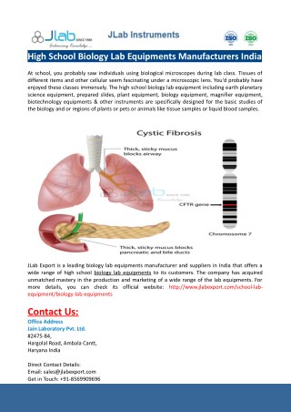 High School Biology Lab Equipments Manufacturers India- Jlabexport