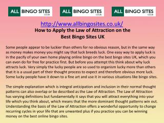 How to Apply the Law of Attraction on the Best Bingo Sites UK