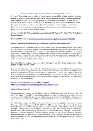 Dehydrating Breather Market worth 501.8 Million USD by 2023