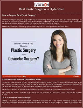 Best Plastic Surgeon in Hyderabad - Lybrate