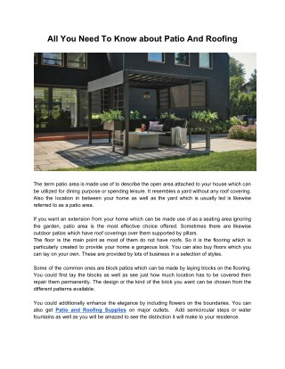 Know All About Patio: Fully Explained