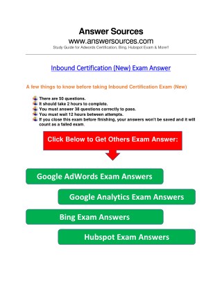 Inbound Exam Answer - HubSpot Certification