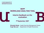 WiPP WORKLOAD ANALYSIS TOOL Interim feedback on the evaluation 7th September 2007