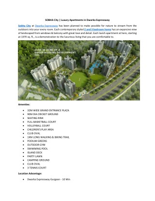 SOBHA City | Luxury Apartments in Dwarka Expressway