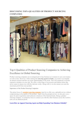 DISCUSSING TOP 6 QUALITIES OF PRODUCT SOURCING COMPANIES
