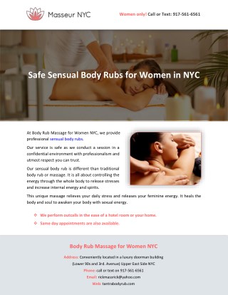 Safe Sensual Body Rubs for Women in NYC