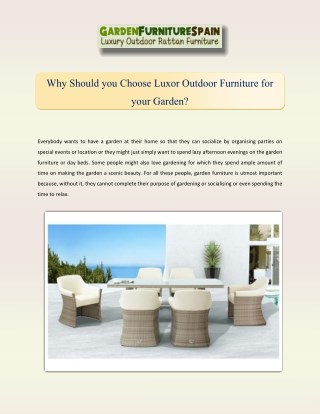 Why Should you Choose Luxor Outdoor Furniture for your Garden?