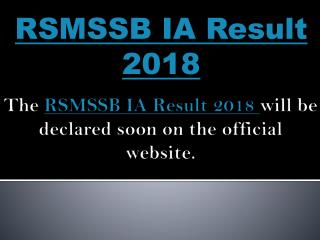 RSMSSB IA Exam Result 2018