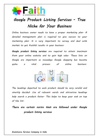 Google Product Listing Services - True Niche for Your Business