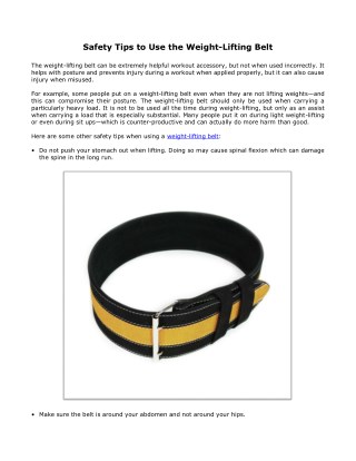 Safety Tips to Use the Weight-Lifting Belt