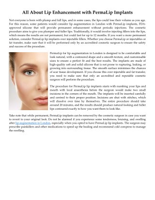 All About Lip Enhancement with PermaLip Implants