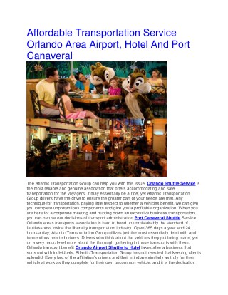 Affordable Transportation Service Orlando Area Airport, Hotel And Port Canaveral