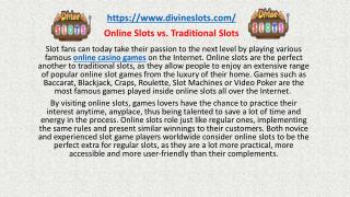 Online Slots vs. Traditional Slots