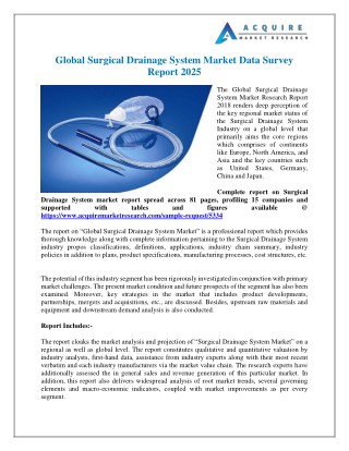 Surgical Drainage System Market - Global Industry Analysis, Growth and Forecast, 2018-2025