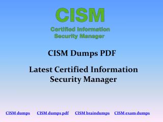 2018 Dumps4Download Isaca CISM Exam Dumps | CISM PDF