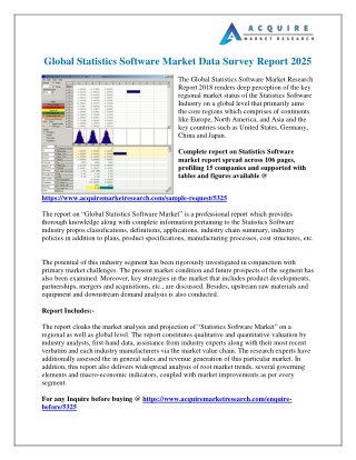 Statistics Software Market Size, Sales, Share, Analysis, Industry Demand and Forecasts Report From 2018-2025