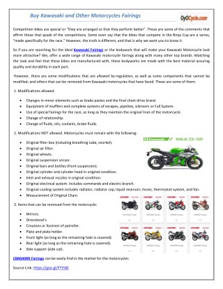 Buy kawasaki and other motorcycles fairings