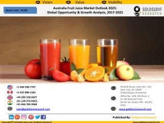 Australia Fruit JuiceÂ Market Outlook 2025: Global Opportunity & Growth Analysis, 2017-2025
