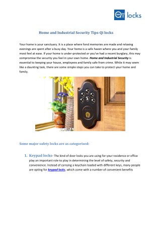 Home and Industrial Security Tips-Qi locks