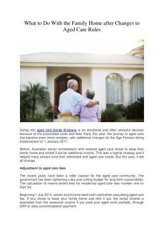 aged care bonds brisbane