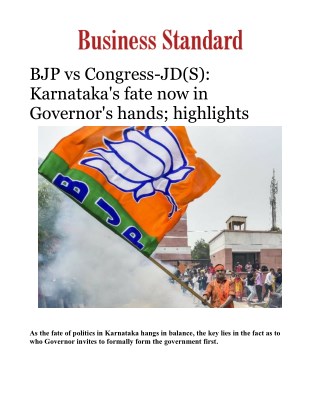 BJP vs Congress-JD(S): Karnataka's fate now in Governor's hands; highlights