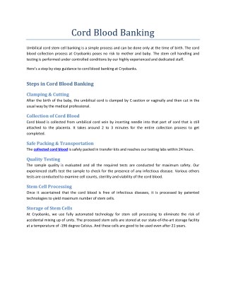 Cord Blood Banking