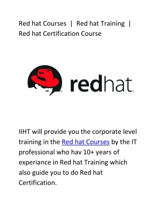 Red hat Certification Course | Red hat Courses | Red hat Training