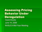 Assessing Pricing Behavior Under Deregulation