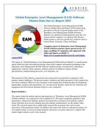 Enterprise Asset Management (EAM) Software Market - Industry Outlook, Size, Share, Growth Prospects, Key Opportunities,