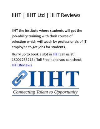 IIHT | IIHT Ltd | IIHT Reviews